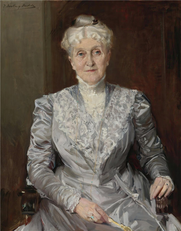 华金·索罗拉（Joaquin Sorolla，西班牙画家）作品-艾米丽·帕金斯的肖像（1909 年）