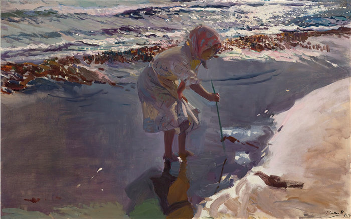 华金·索罗拉(Joaquin Sorolla,西班牙画家)作品-巴伦西亚海滩 (1907)