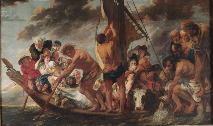 雅各布·乔丹斯（Jacob Jordaens，比利时画家）作品-贡金。彼得在鱼嘴里找到银币。也称为“前往安特卫普的渡船”（1616 – 1634）