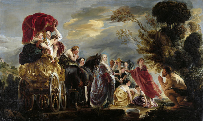 雅各布·乔丹斯(Jacob Jordaens,比利时画家)作品-奥德修斯与娜乌西卡的会面 (C. 1630 - C. 1640)
