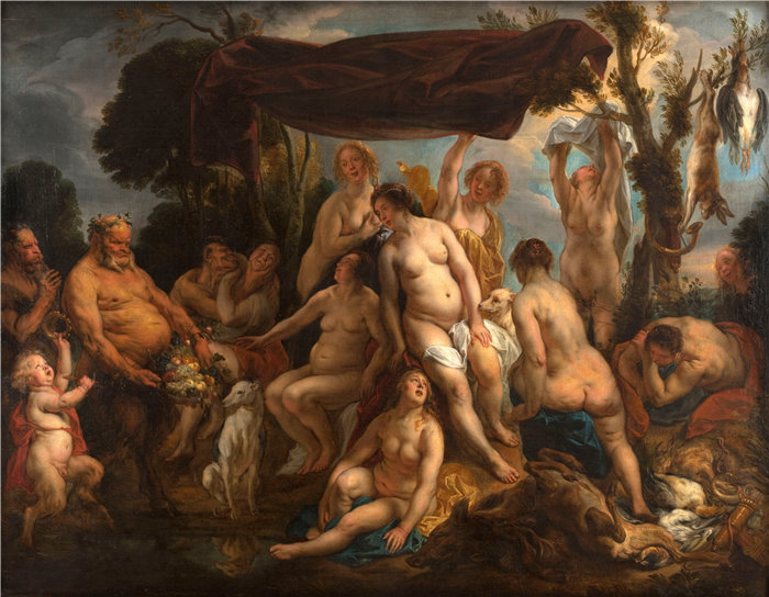 雅各布·乔丹斯(Jacob Jordaens,比利时画家)作品-黛安的休息 (1623 - 1678)