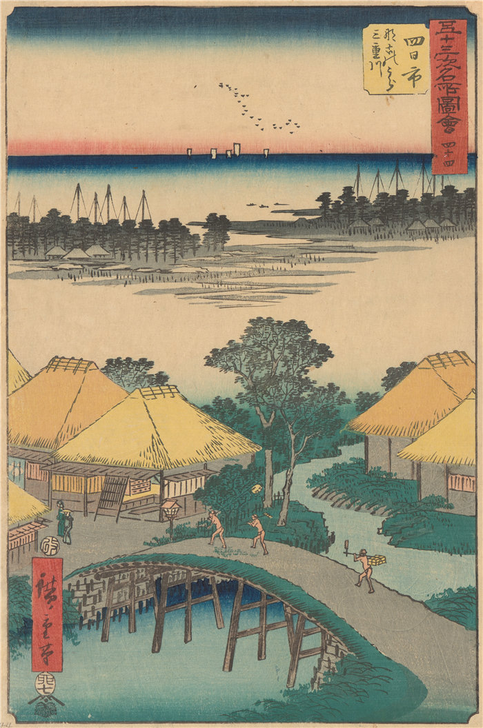 安藤广重（Andō Hiroshige，日本画家）作品-四日市 (1855)