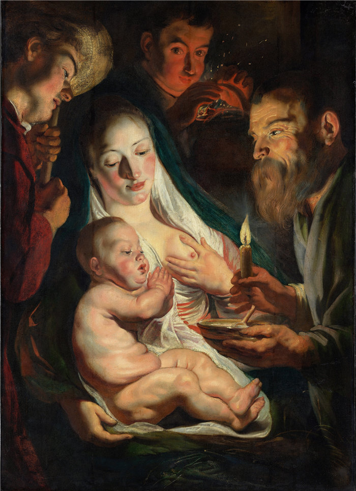 雅各布·乔丹斯（Jacob Jordaens，比利时画家）作品-牧羊人的神圣家庭（1616）