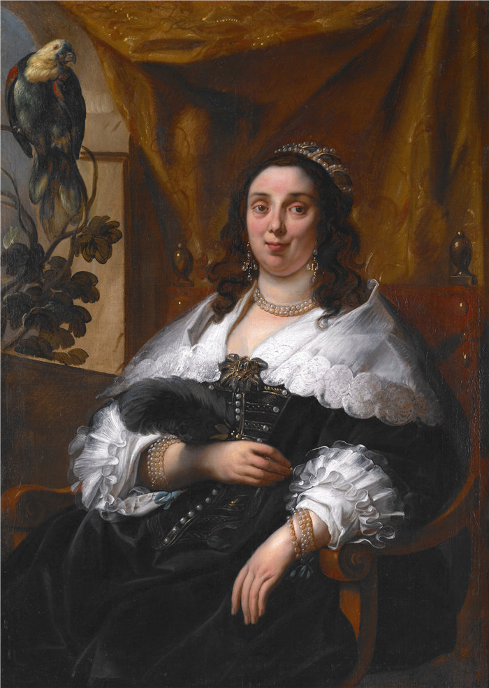 雅各布·乔丹斯（Jacob Jordaens，比利时画家）作品-一位女士的肖像（1640 年代后期）