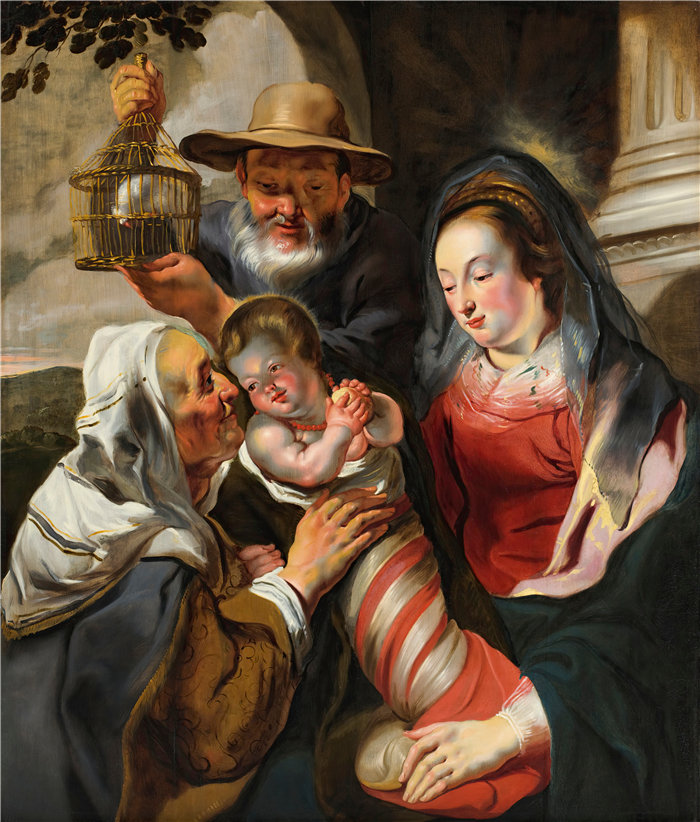 雅各布·乔丹斯（Jacob Jordaens，比利时画家）作品-与圣安妮的神圣家族（约 1617 年）