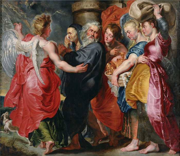 雅各布·乔丹斯（Jacob Jordaens，比利时画家）作品-罗得和他的家人逃离所多玛