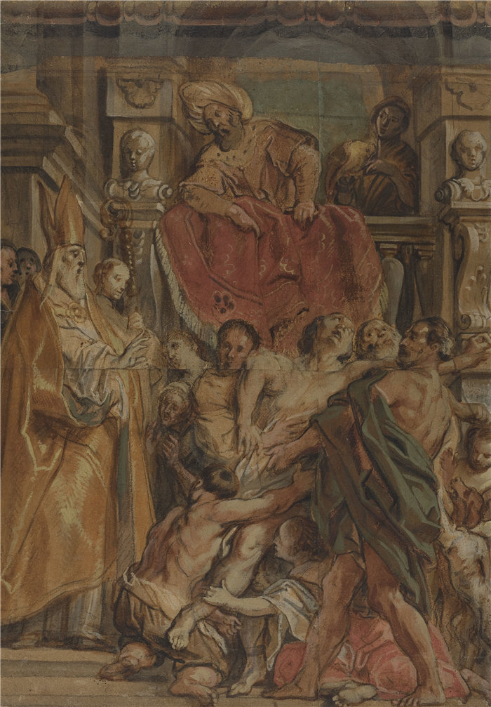 雅各布·乔丹斯（Jacob Jordaens，比利时画家）作品-图尔的圣马丁治愈了泰特罗狄乌斯的仆人（约 1630 年）