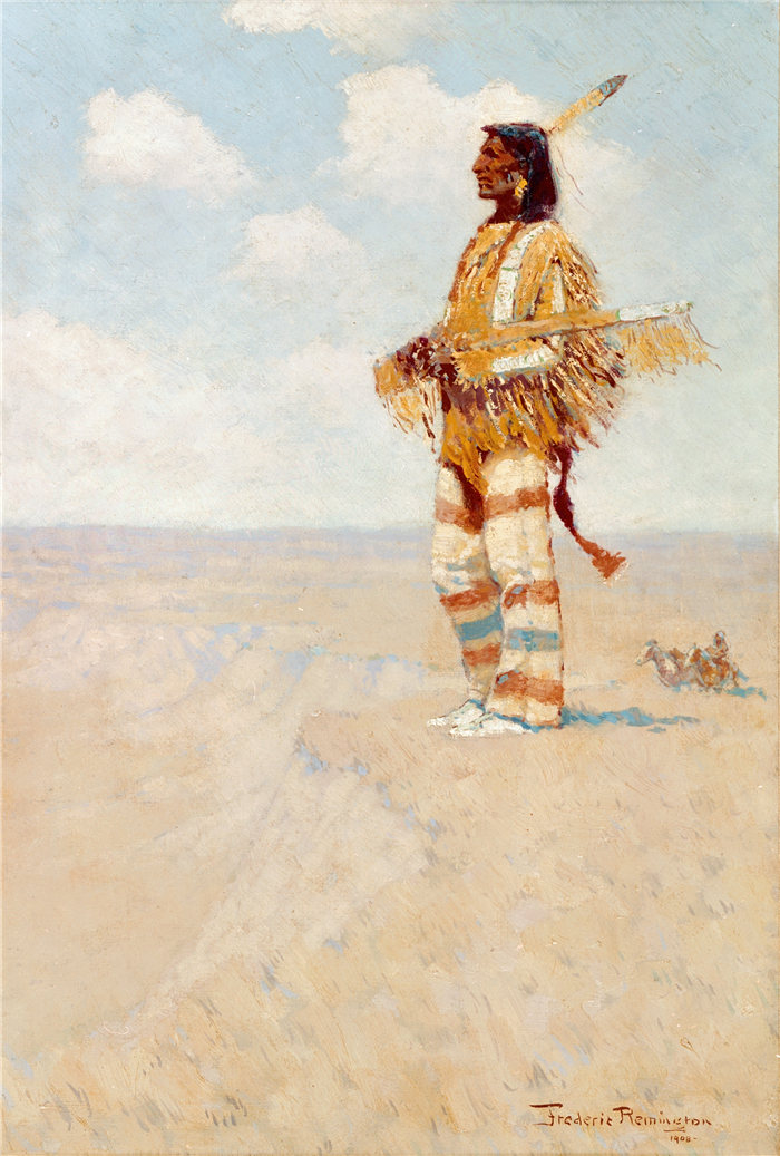弗雷德里克·雷明顿 (Frederic Remington，美国画家)作品-最后的种族（消失的美国人）（1908）