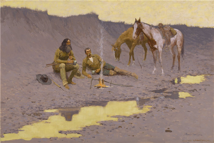 弗雷德里克·雷明顿 (Frederic Remington，美国画家)作品-Cimarron 的新年