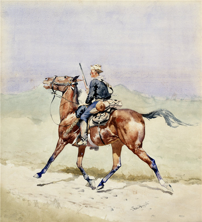 弗雷德里克·雷明顿 (Frederic Remington，美国画家)作品-先遣卫队（约 1888 年）