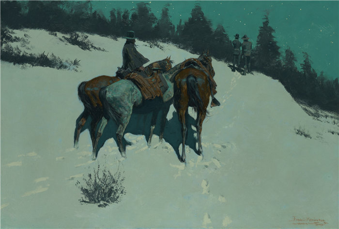 弗雷德里克·雷明顿 (Frederic Remington，美国画家)作品-一次侦察 (1902)
