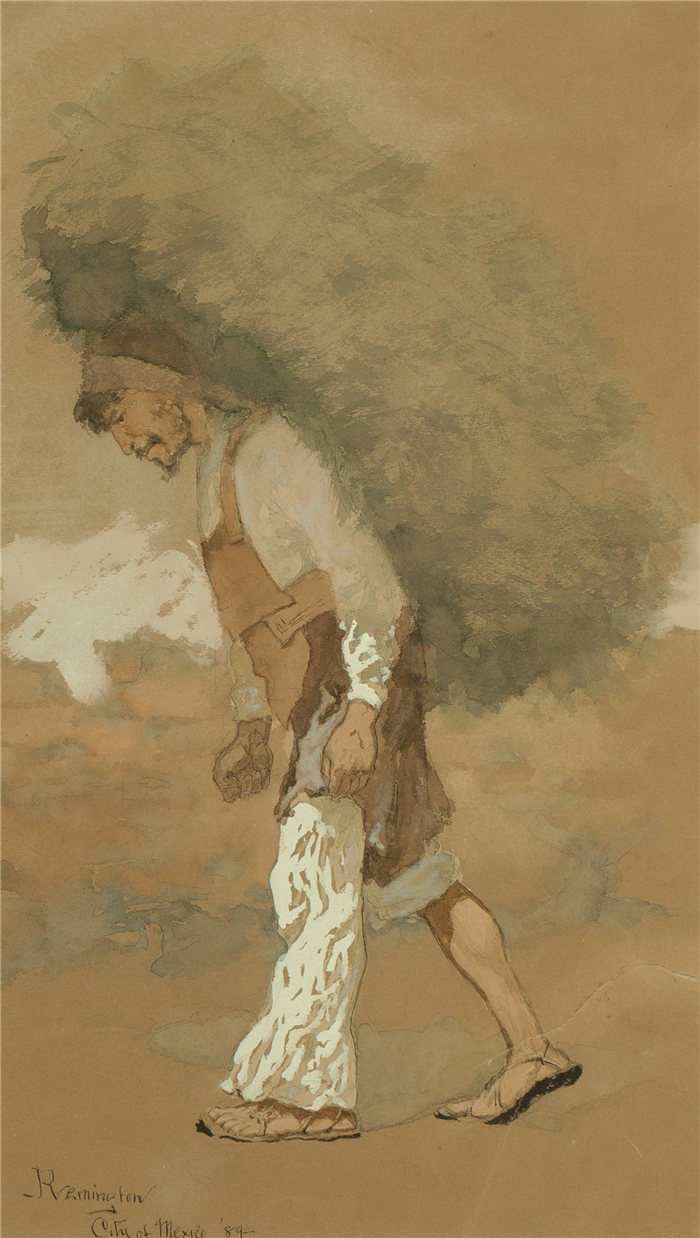 弗雷德里克·雷明顿 (Frederic Remington，美国画家)作品-搬运饲料 (1889)