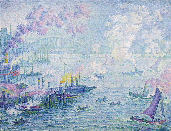 保罗·西涅克(Paul Signac,法国画家)作品-鹿特丹港