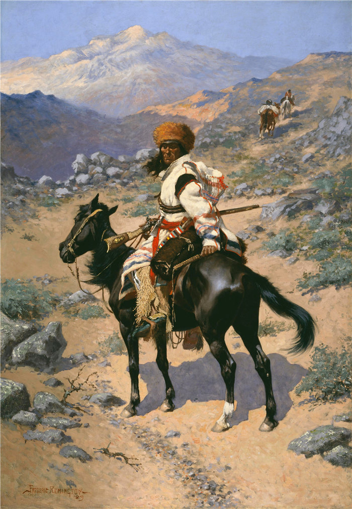 弗雷德里克·雷明顿 (Frederic Remington，美国画家)作品-印度捕手 (1889)
