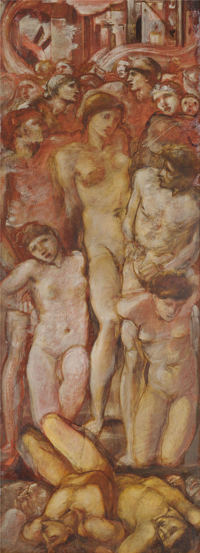 爱德华·伯恩·琼斯(Edward Burne-Jones,英国画家)作品--燃烧的特洛伊 (1870-72) 中的海伦俘虏
