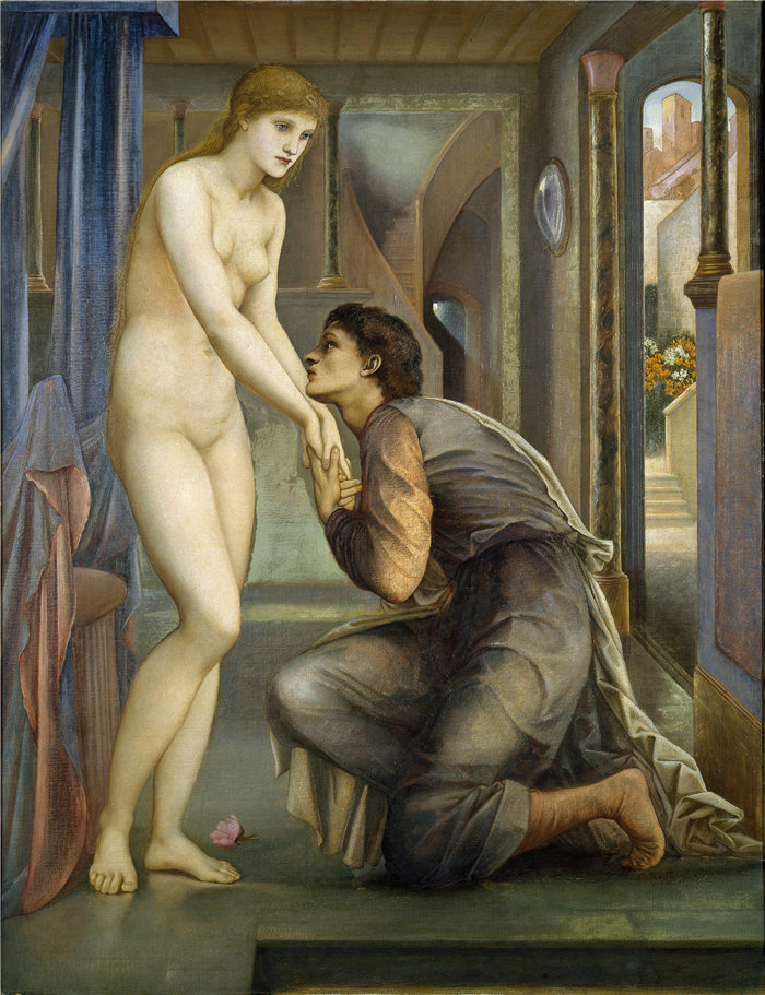 爱德华·伯恩·琼斯（Edward Burne-Jones，英国画家）作品--皮格马利翁和图像——灵魂到达（1878）