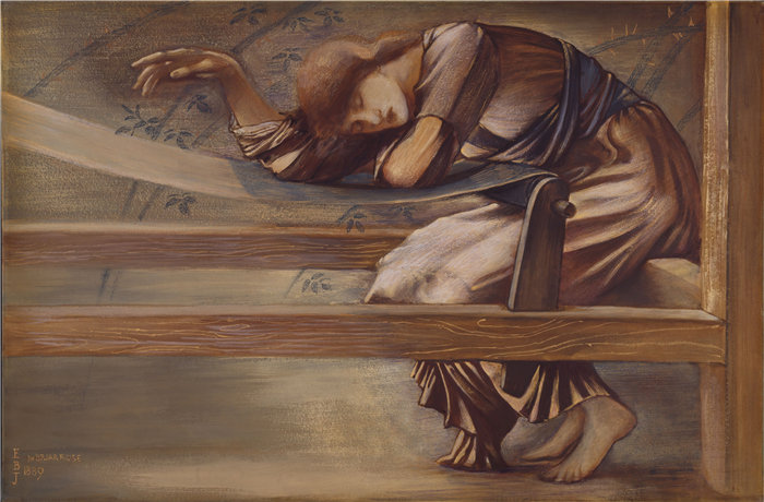 爱德华·伯恩·琼斯（Edward Burne-Jones，英国画家）作品--野蔷薇系列——“花园庭院”研究