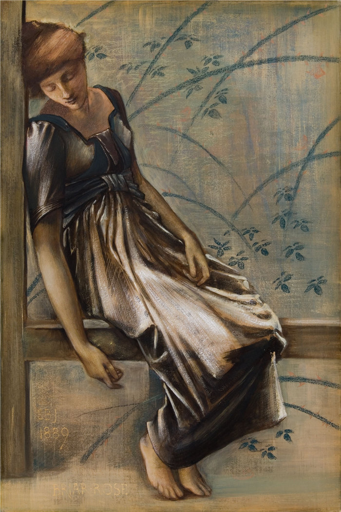 爱德华·伯恩·琼斯（Edward Burne-Jones，英国画家）作品--野蔷薇系列——《花园庭院》第三期（1889 年）