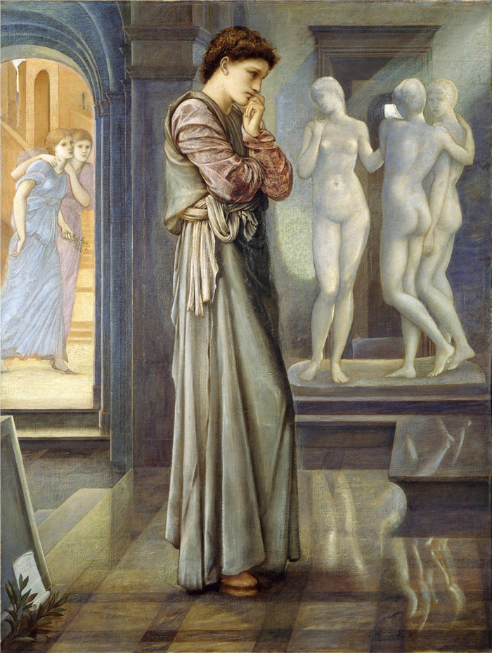 爱德华·伯恩·琼斯（Edward Burne-Jones，英国画家）作品--皮格马利翁和形象——内心的渴望（1878）