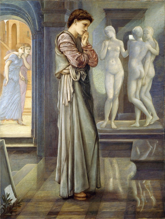 爱德华·伯恩·琼斯(Edward Burne-Jones,英国画家)作品--皮格马利翁和形象——内心的渴望(1878)