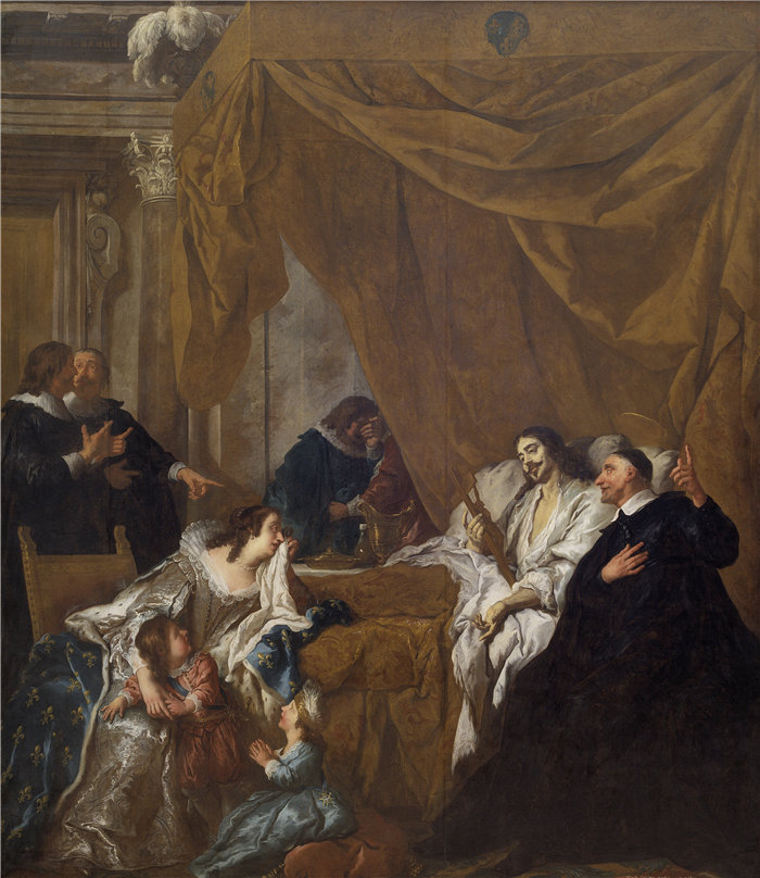 让·弗朗索瓦·德·特洛伊（Jean François de Troy法国画家）作品 -路易十三临终前的圣文森特·德·保罗 (1730_1731)