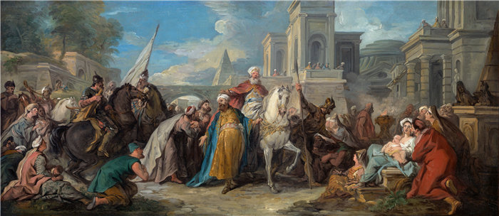 让·弗朗索瓦·德·特洛伊（Jean François de Troy法国画家）作品 -末底改的胜利 (1736)
