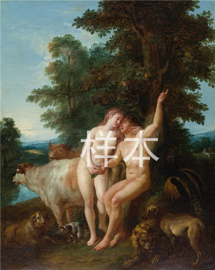 让·弗朗索瓦·德·特洛伊(Jean François de Troy法国画家)作品 -亚当和夏娃 (1718)