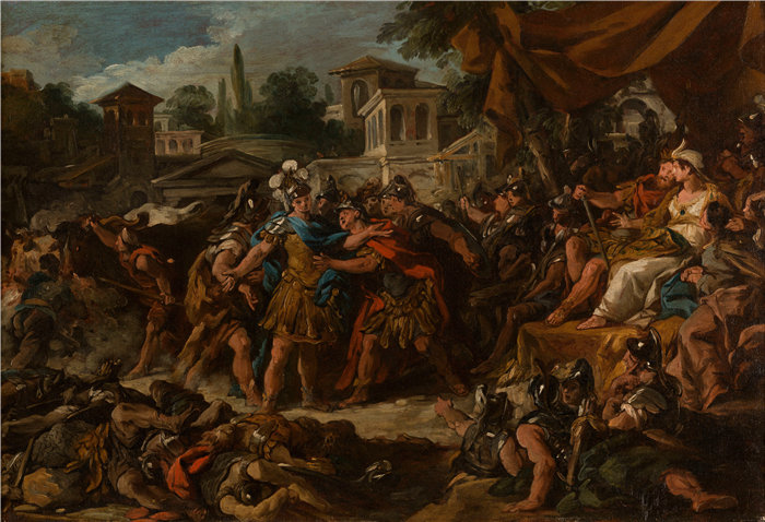 让·弗朗索瓦·德·特洛伊（Jean François de Troy法国画家）作品 -蛇牙所生的鞍座之战（1742-1743）