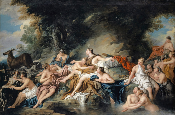 让·弗朗索瓦·德·特洛伊（Jean François de Troy法国画家）作品 -戴安娜和阿克泰翁 (1734)