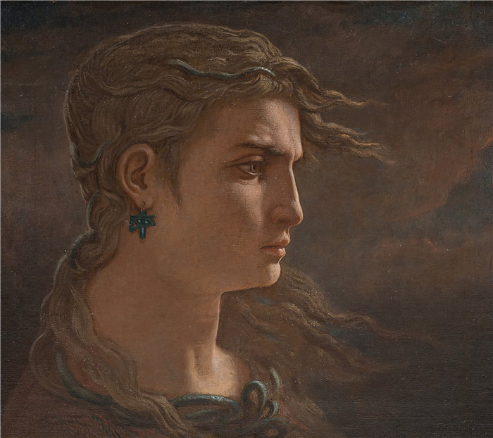 以利户维德（Elihu Vedder，美国画家）作品-美杜莎的头颅 (1878)