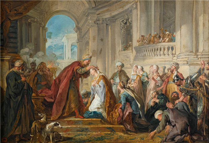 让·弗朗索瓦·德·特洛伊（Jean François de Troy法国画家）作品 -以斯帖的加冕