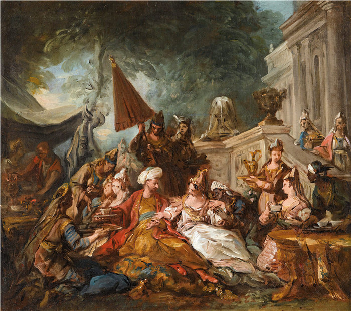 让·弗朗索瓦·德·特洛伊（Jean François de Troy法国画家）作品 -东方场景或以斯帖的宴会