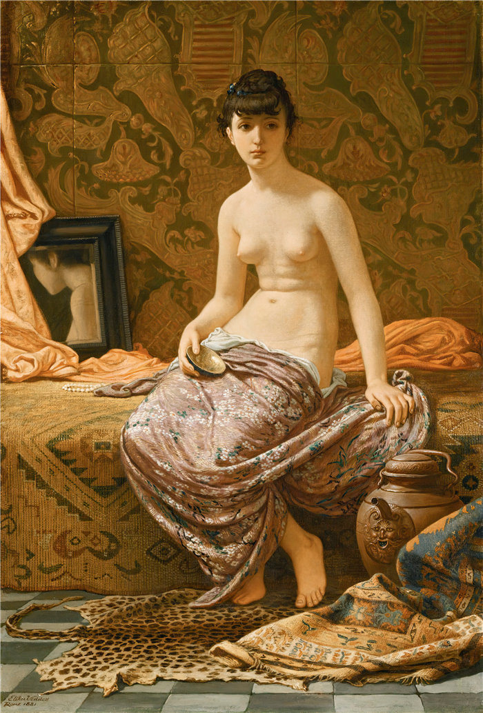 以利户维德（Elihu Vedder，美国画家）作品-宫女 (1881)