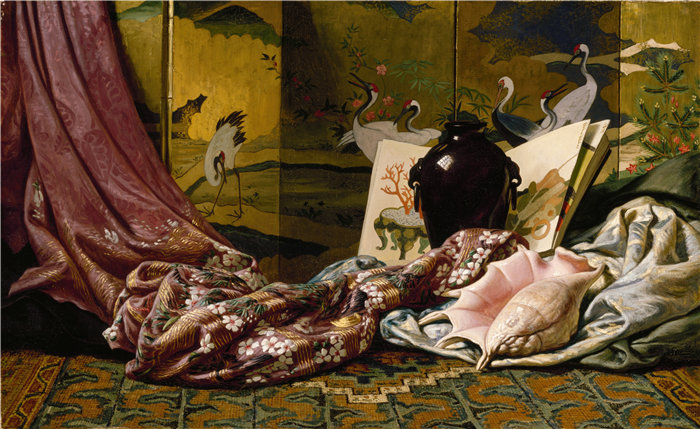 以利户维德（Elihu Vedder，美国画家）作品-日本静物 (1879)