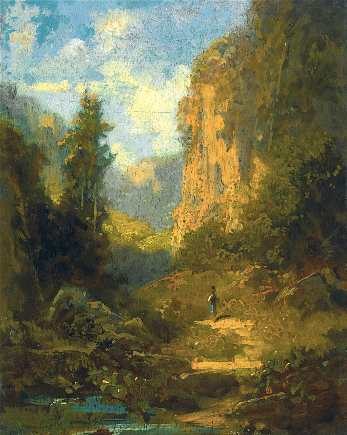 卡尔·斯皮茨韦格（Carl Spitzweg，德国画家）作品-山地景观