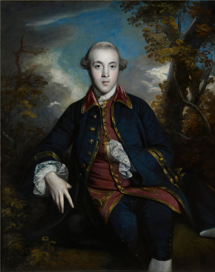约书亚·雷诺兹（Joshua Reynolds，英国画家）作品-查尔斯·布兰德林的肖像（1760 年）
