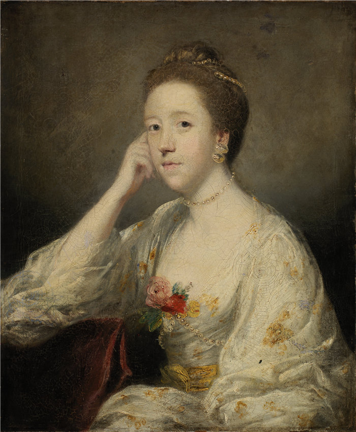 约书亚·雷诺兹(Joshua Reynolds,英国画家)作品-白衣女士肖像(约 1762-1764)