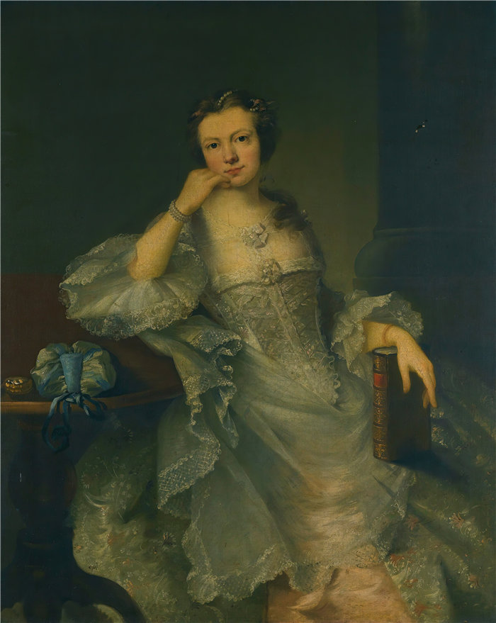 约书亚·雷诺兹（Joshua Reynolds，英国画家）作品-布洛克小姐的肖像