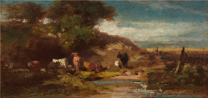 卡尔·斯皮茨韦格（Carl Spitzweg，德国画家）作品-有牛的风景（1875）
