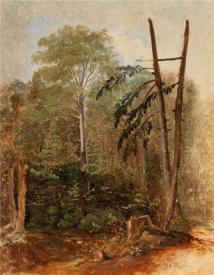 卡尔·斯皮茨韦格（Carl Spitzweg，德国画家）作品-林地景观研究