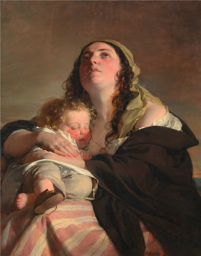 弗里德里希·冯·阿默林（Friedrich von Amerling，奥地利画家）作品 -寡妇 (1836)