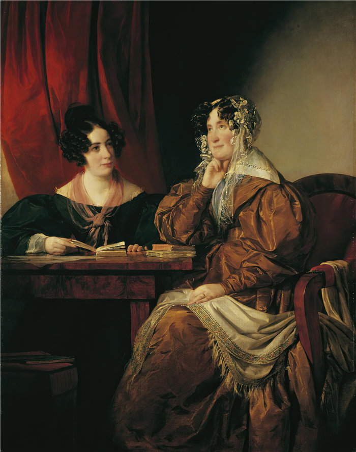 弗里德里希·冯·阿默林（Friedrich von Amerling，奥地利画家）作品 -Henriette Baroness Pereira-Arnstein 和她的女儿 Flora (1833)