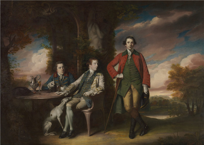 约书亚·雷诺兹（Joshua Reynolds，英国画家）作品-尊敬的亨利·费恩 (1739–1802) 与伊尼戈·琼斯 (Inigo Jones) 和查尔斯·布莱尔 (Charles Blair) 