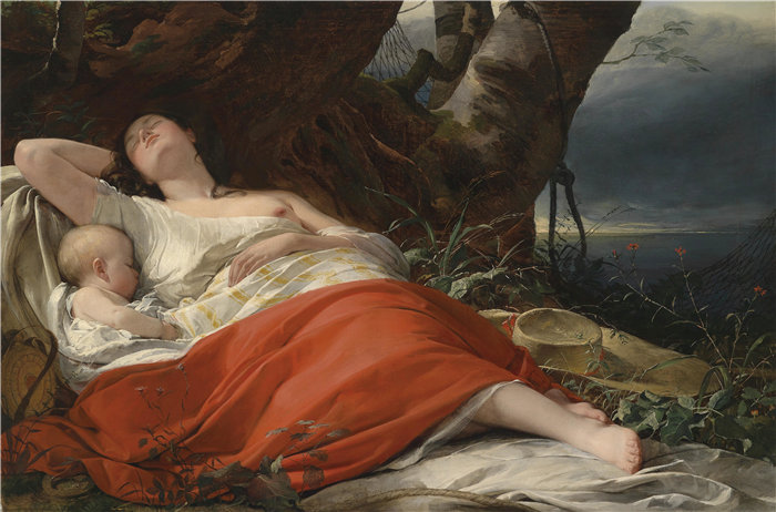 弗里德里希·冯·阿默林(Friedrich von Amerling,奥地利画家)作品 -沉睡的渔女 (1834)