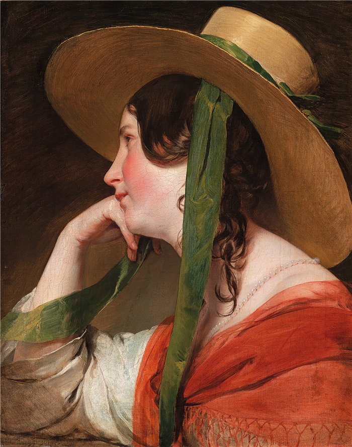 弗里德里希·冯·阿默林（Friedrich von Amerling，奥地利画家）作品 -带草帽的女孩