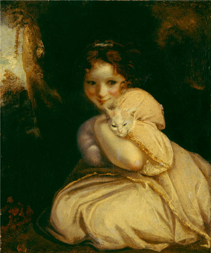 约书亚·雷诺兹（Joshua Reynolds，英国画家）作品-小猫猫 (1788)