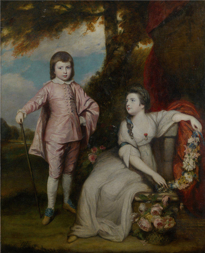 约书亚·雷诺兹（Joshua Reynolds，英国画家）作品-乔治·卡佩尔、马尔登子爵 (1757–1839) 和伊丽莎白·卡佩尔夫人 (1755–1834) (1768)