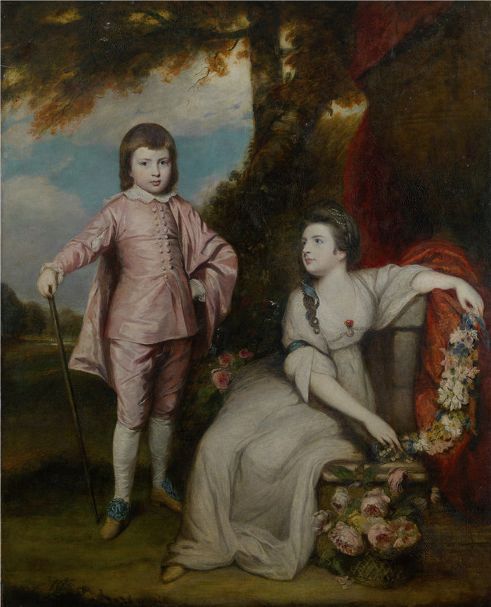约书亚·雷诺兹(Joshua Reynolds,英国画家)作品-乔治·卡佩尔、马尔登子爵 (1757–1839) 和伊丽莎白·卡佩尔夫人 (1755–1834) (1768)