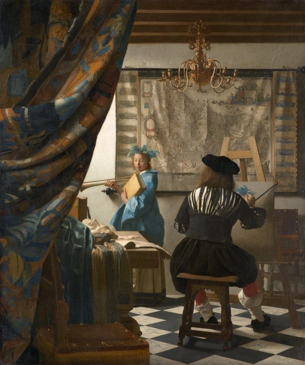前500幅世界名画）-约翰内斯·维米尔 (Johannes Vermeer)，《绘画艺术》Die Malkunst，嗯 1666/1668