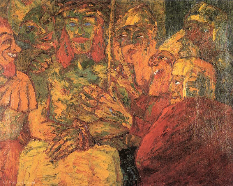 前500幅世界名画）-埃米尔·诺尔德（Emile Nolde）-《基督的嘲笑》作品